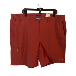 Orvis Jackson QD Stretch Shorts Mens XXL UPF 50W 9" Rust Red Zip Pockets New NWT